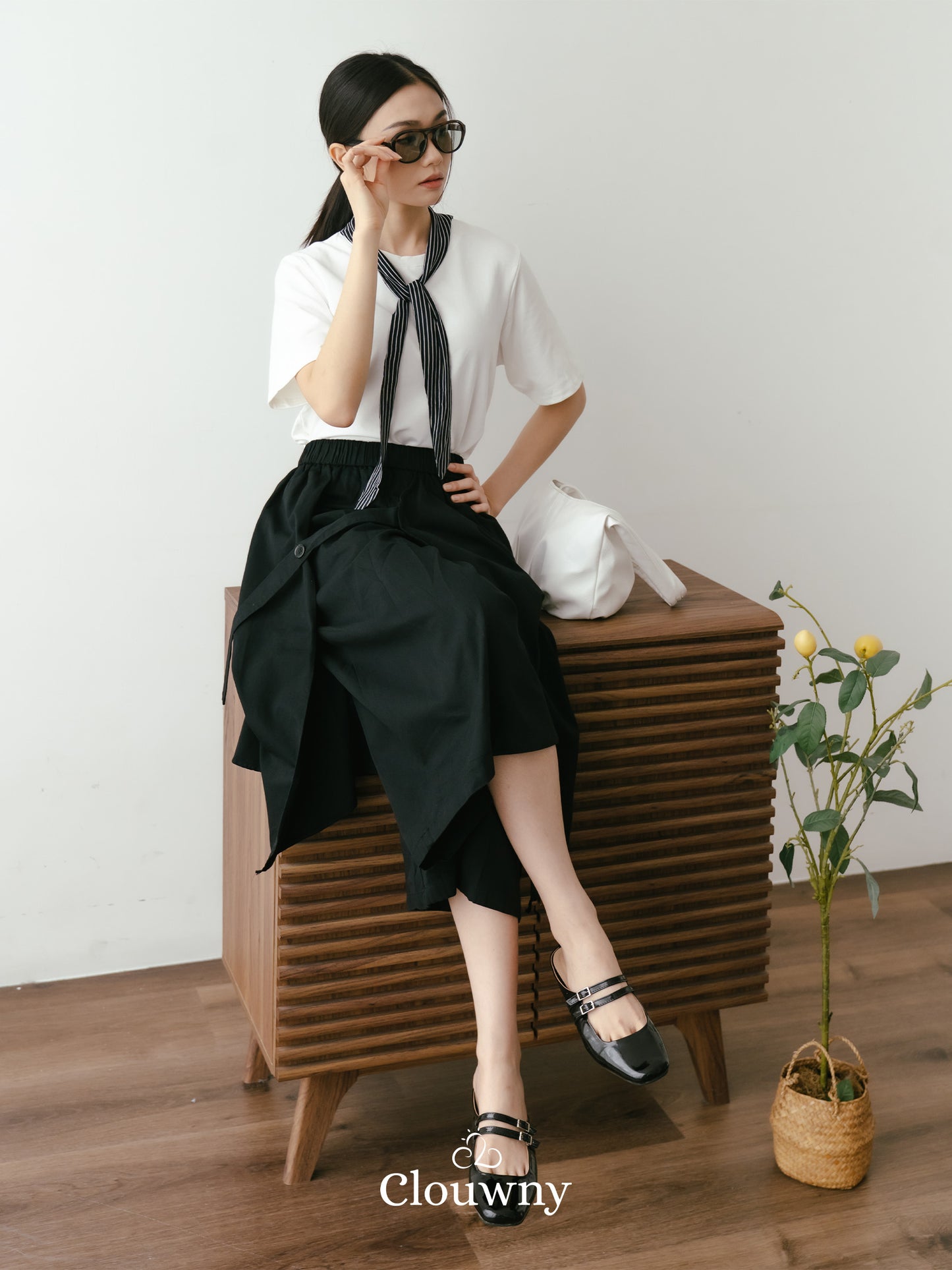 Avena Double Layer Pants - Black