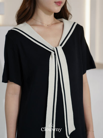 Haru Scarf Knit Dress - Black
