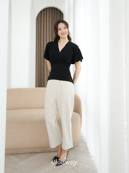 Cora Bow Knit Top - Black