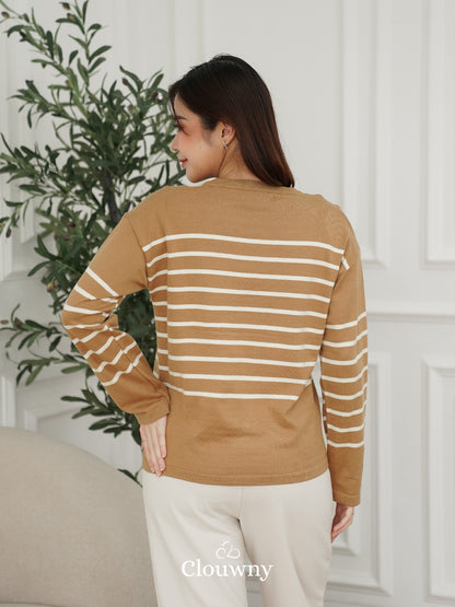 Amila Stripes Knit Top - Khaki