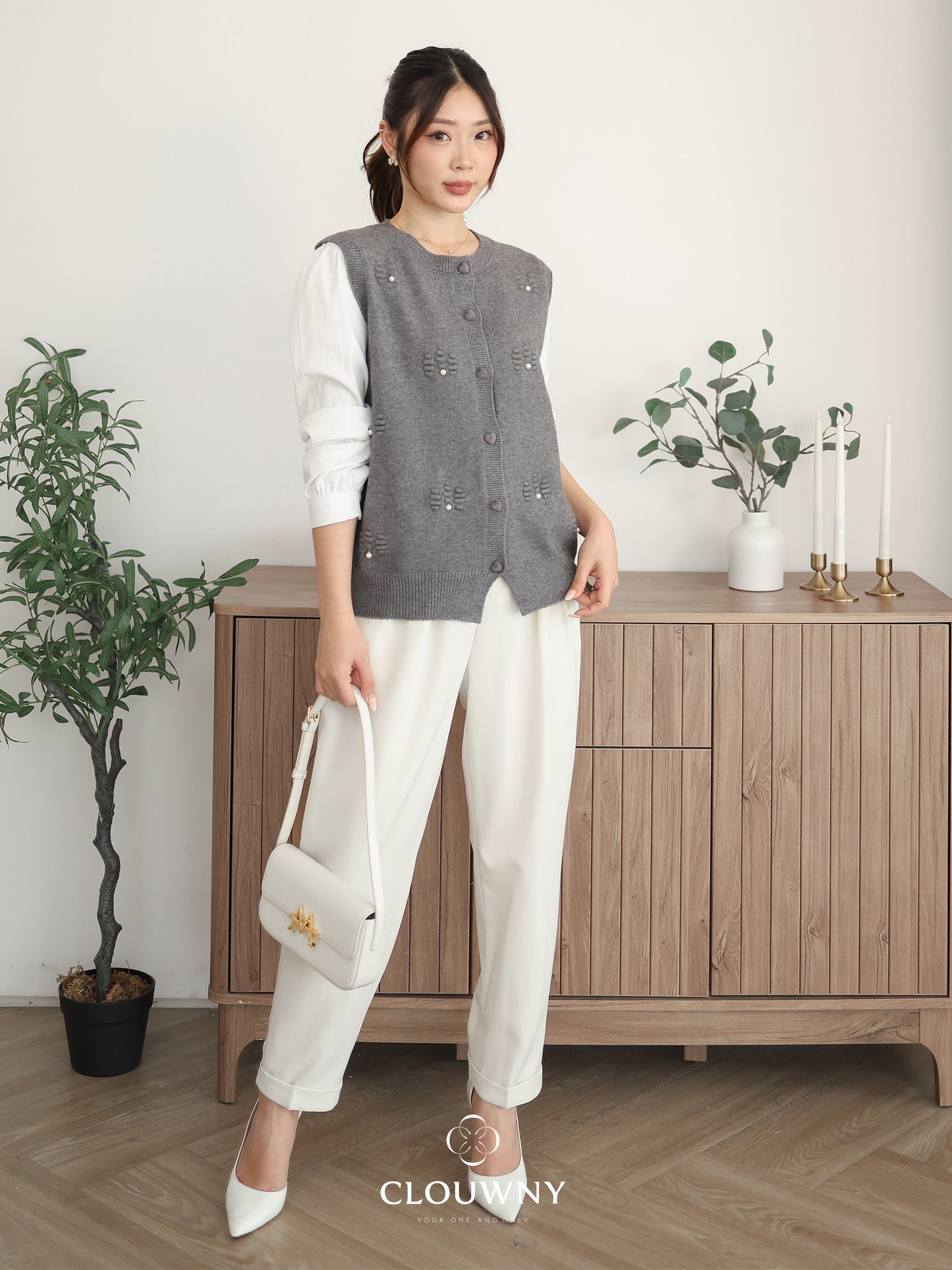 Merita Button Combi Top - Grey