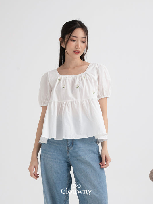 Daisy Flower Top - White