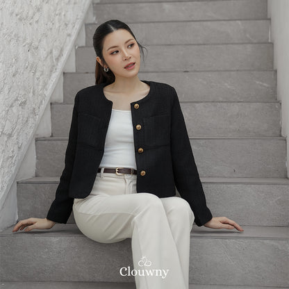 Davia Tweed Blazer - Black