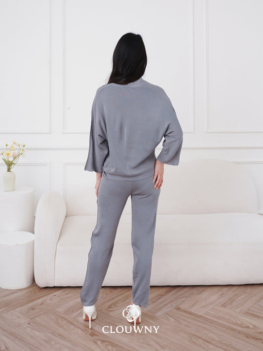 Dreson Vneck Knit Set - Grey