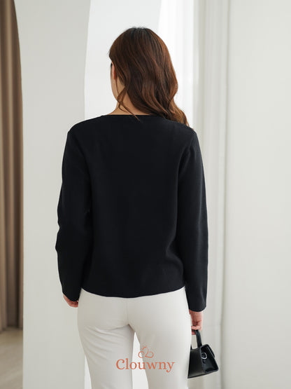 Luxen Button Cardigan - Black