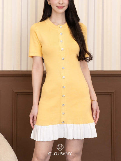 Zera Button Knit Dress - Yellow