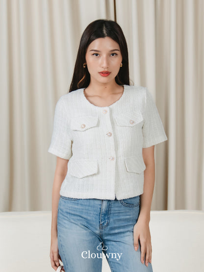 Naoka Tweed Top - Cream