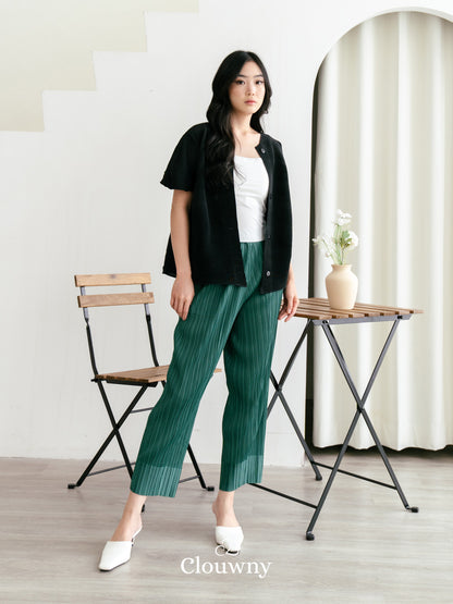 June Basic Pleats Pants - Emerald Green