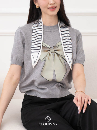 Centre Ribbon Top - Grey