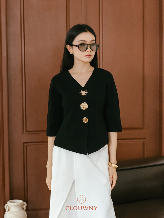 Helios Midisleeve Top - Black