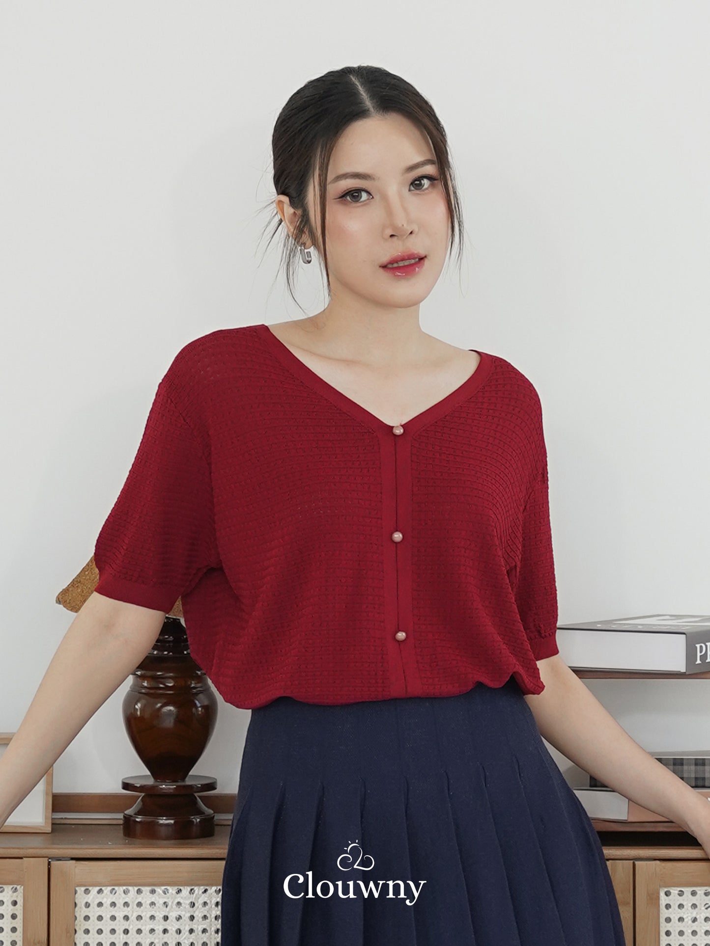 Vianey Knit Top - Maroon