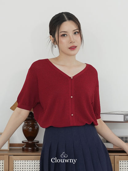 Vianey Knit Top - Maroon