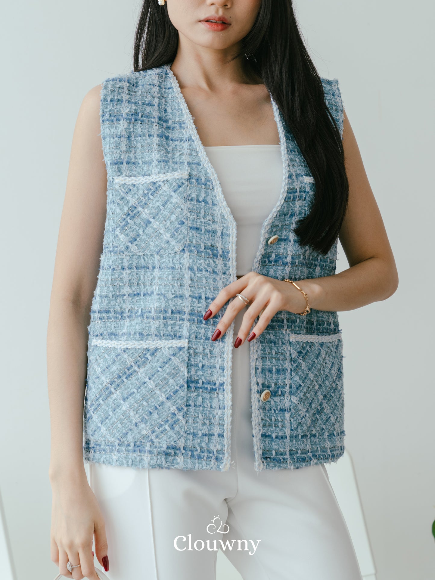 Pop Tweed Vest Outer - Blue