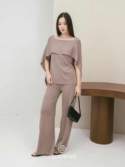 Viona Cape Knit Set - Beige