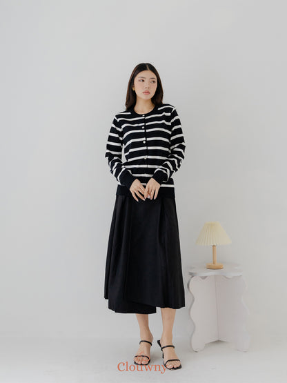 Naomi Stripes Cardigan - Black