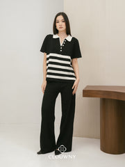 Omara Stripes Knit Set - Black