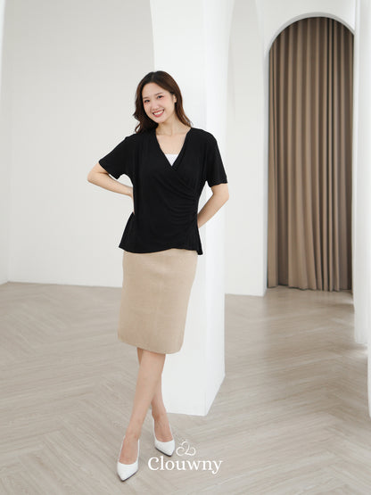 Ladel String Knit Top - Black