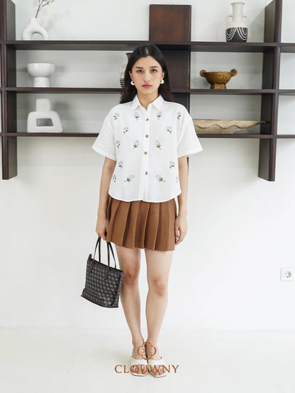 Riley Mini Flower Shirt - White