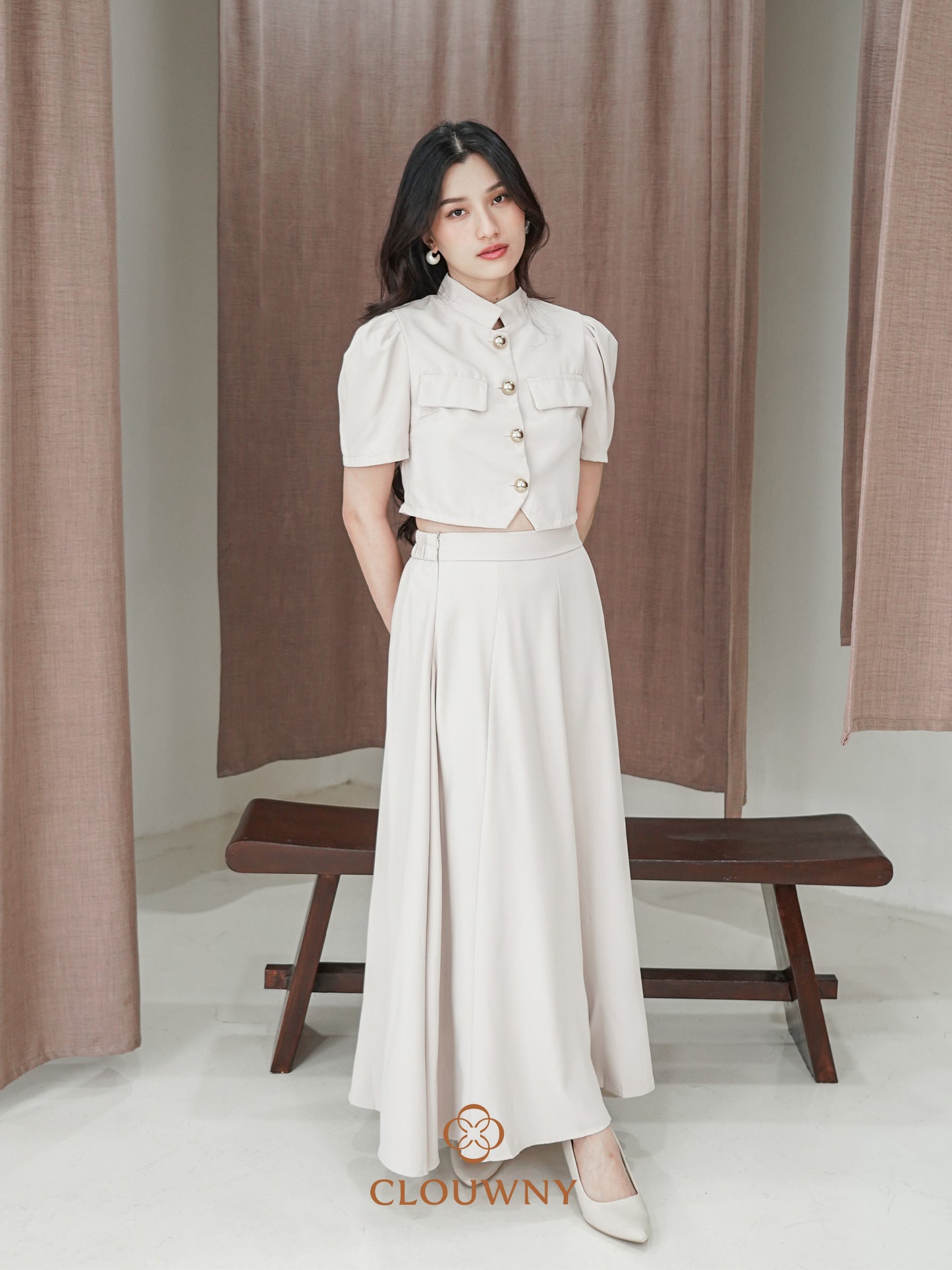 Damas Button Set - Cream