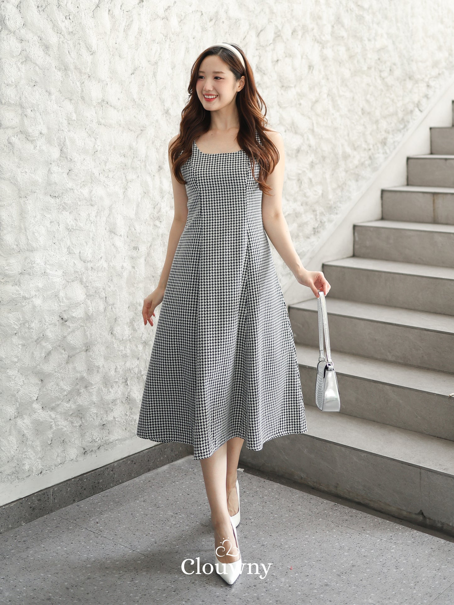 Callaia Houndstooth Dress - Black