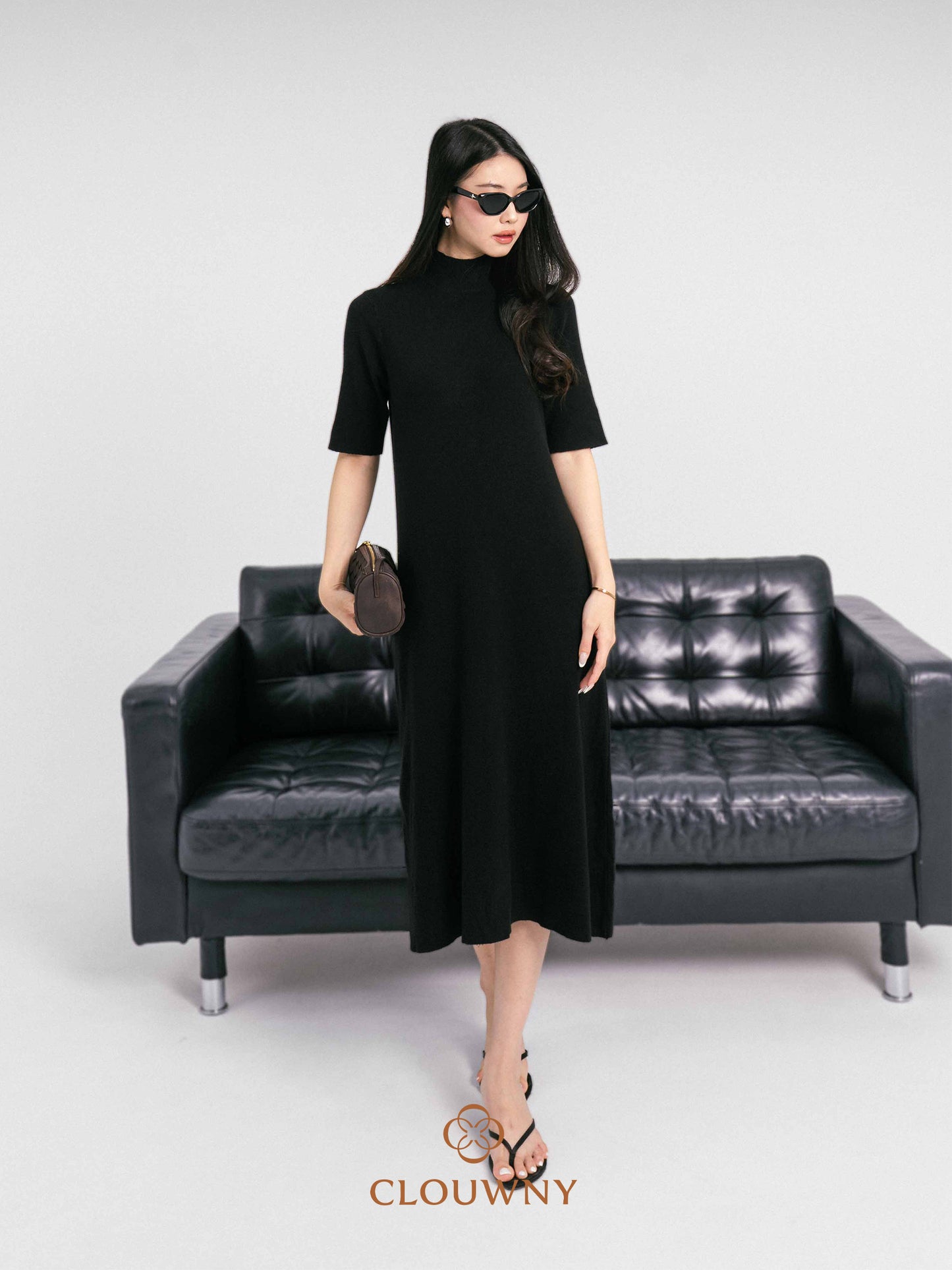 Mirage Turtle Knit Dress - Black