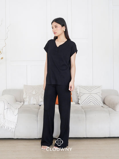 Kala Vneck Knit Set - Black