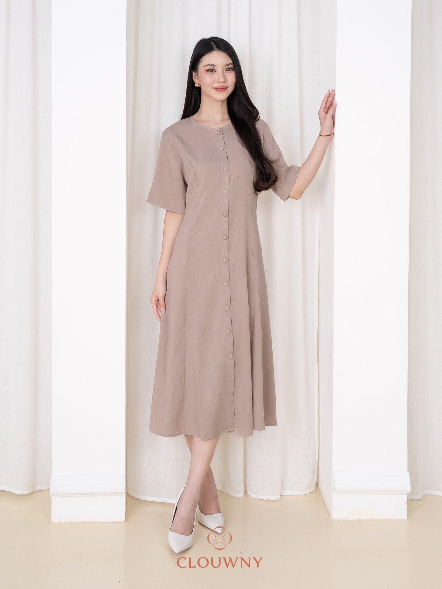 Mirsya Button Dress - Khaki