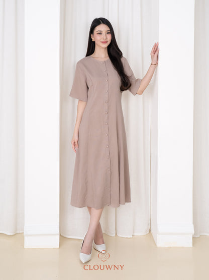 Mirsya Button Dress - Khaki