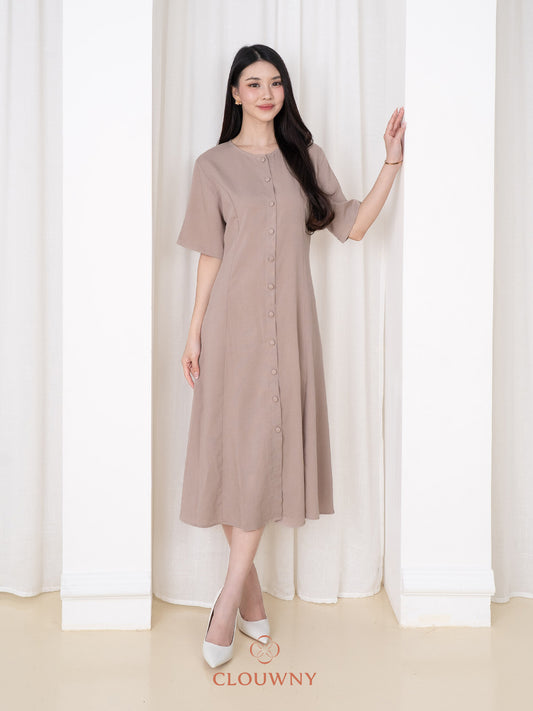 Mirsya Button Dress - Khaki