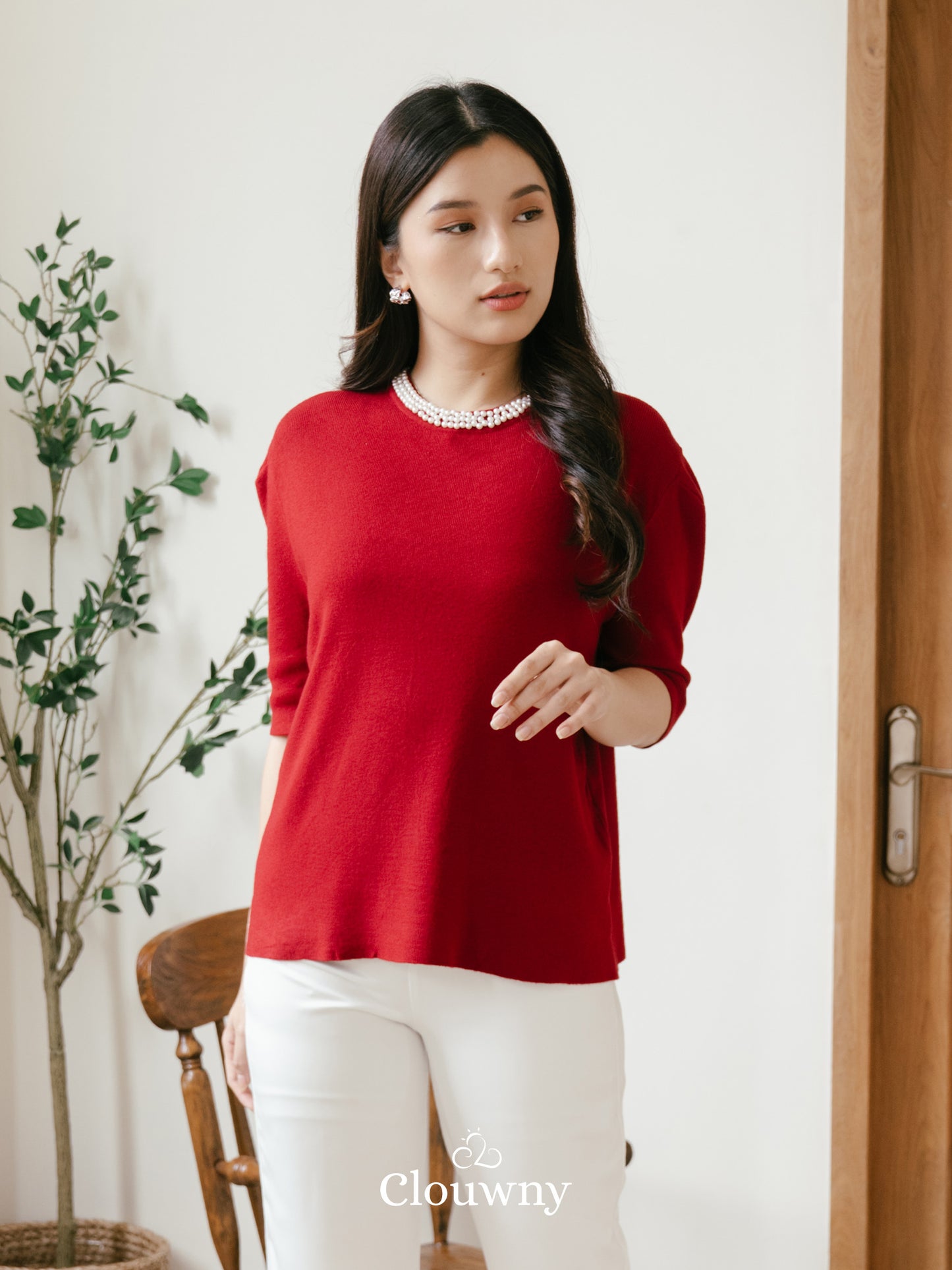 Itza Pearl Knit Top - Maroon