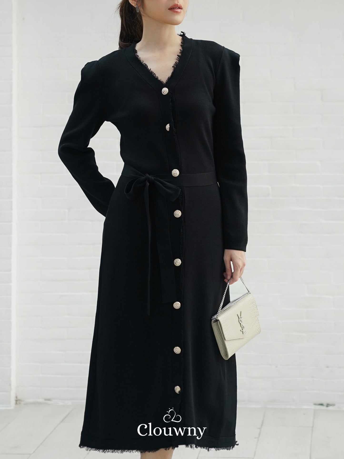 Melita Button Belt Dress - Black