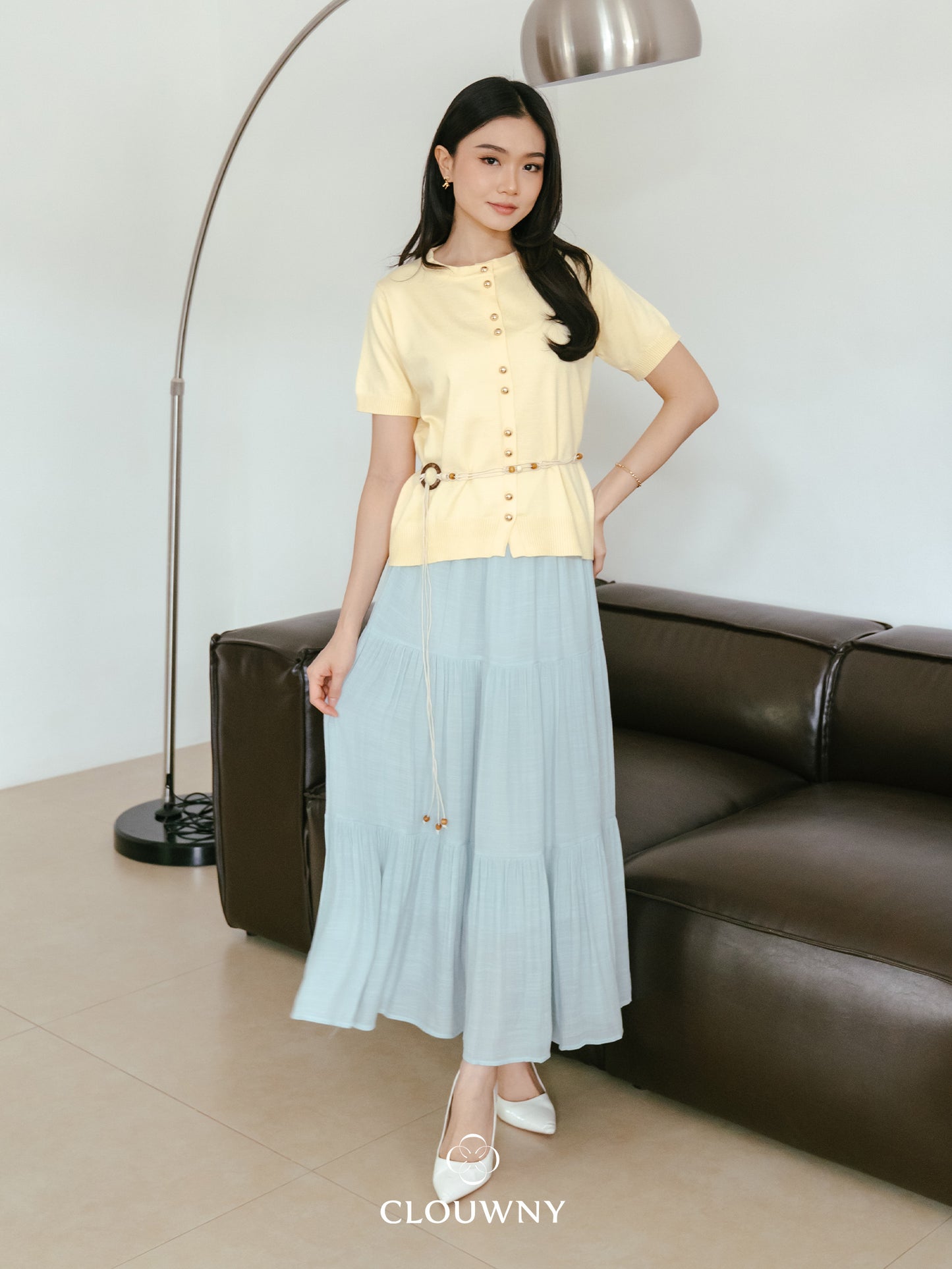 Summer Maxi Linen Skirt - Mint