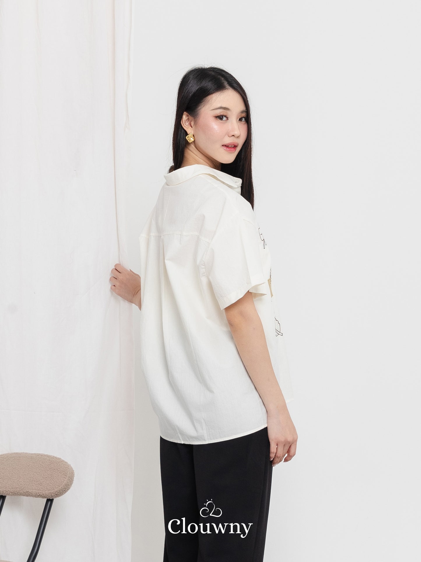 Leaves Cotton Shirt - Cream