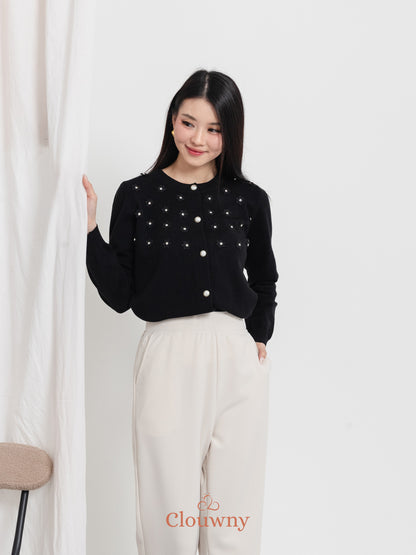 Anya Button Knit Cardigan - Black