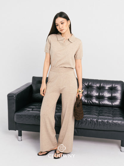 Bethani Collar Knit Set - Khaki