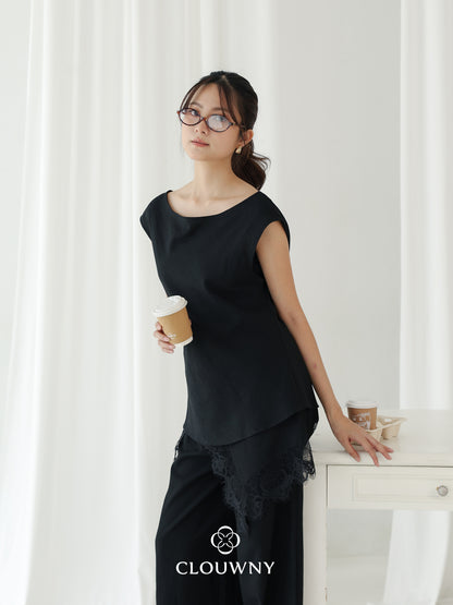Domia Shoulder Top - Black
