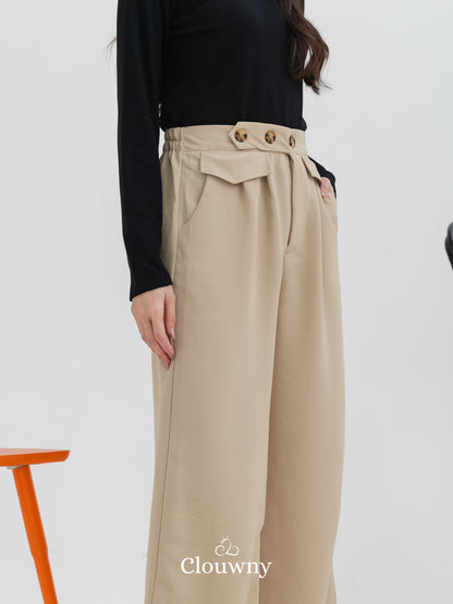 Quin Three Button Pants - Nude