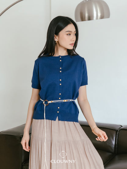 Rizel Double Button Top - Navy