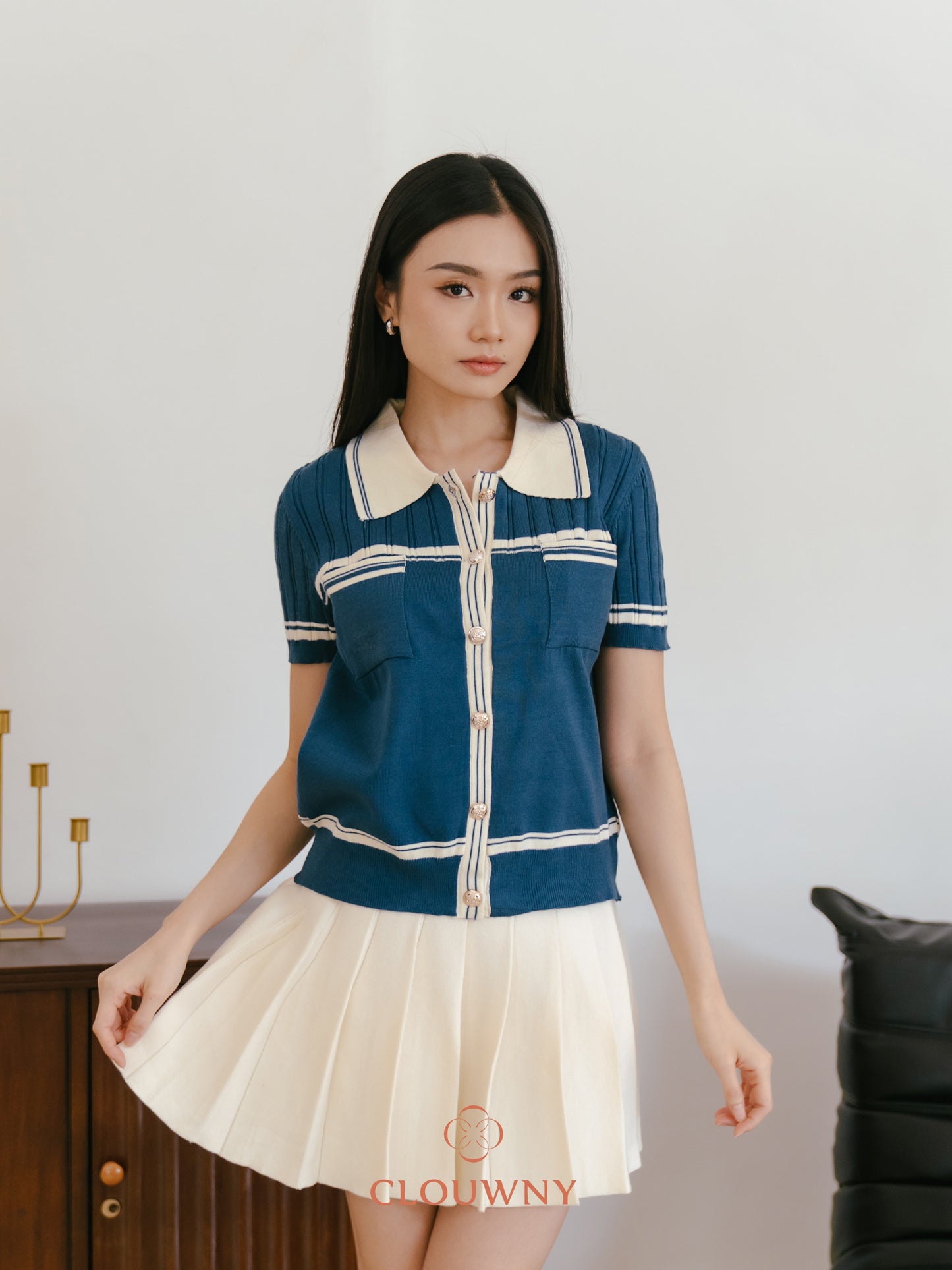 Pegi List Button Knit Top - Teal