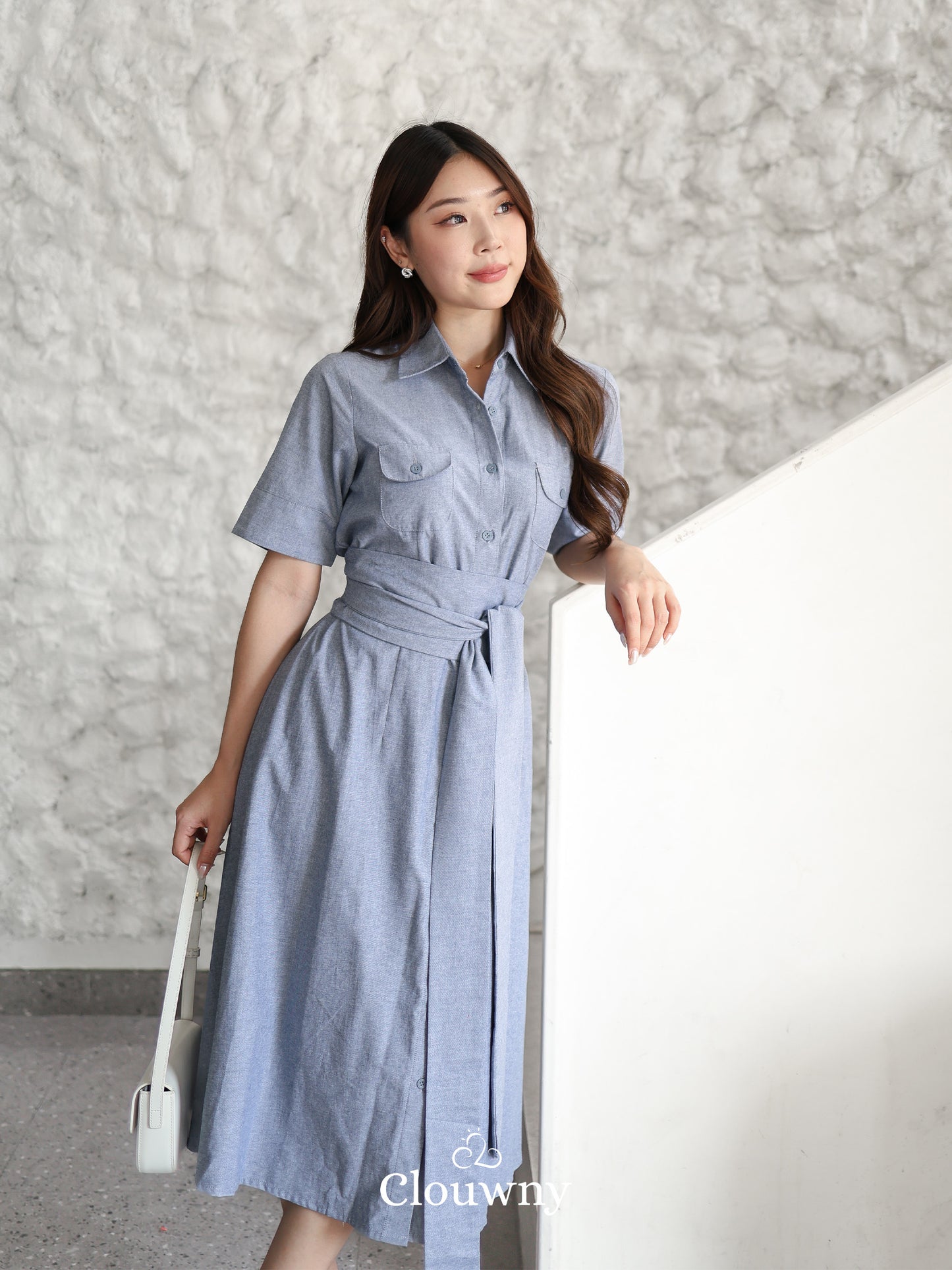 Standford Button Dress - Blue