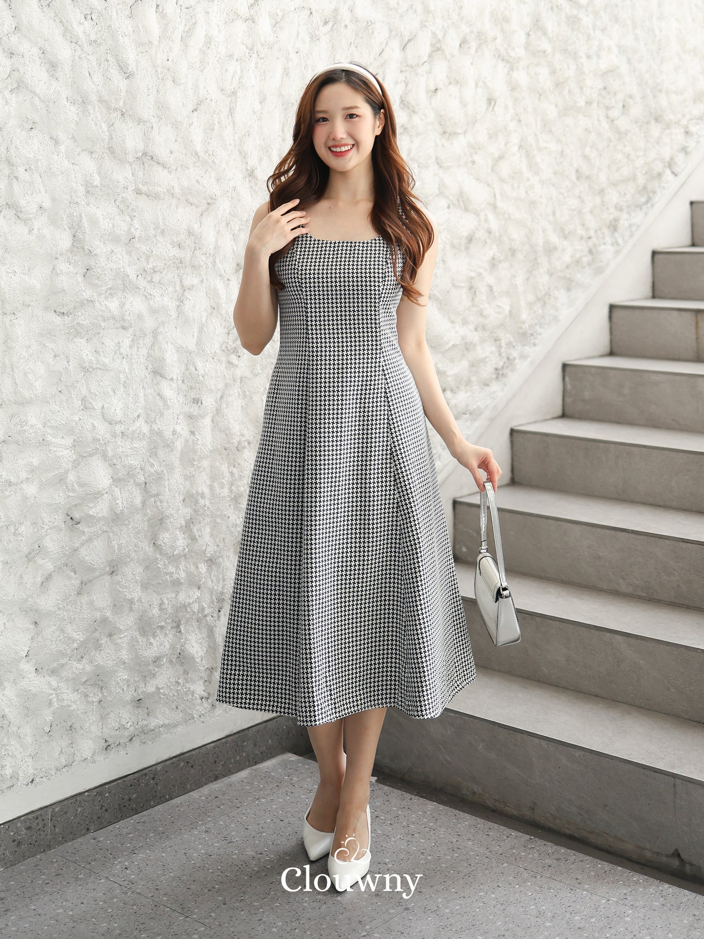 Callaia Houndstooth Dress - Black