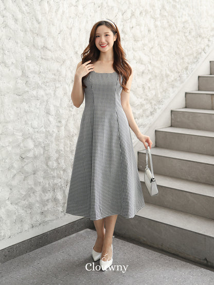 Callaia Houndstooth Dress - Black