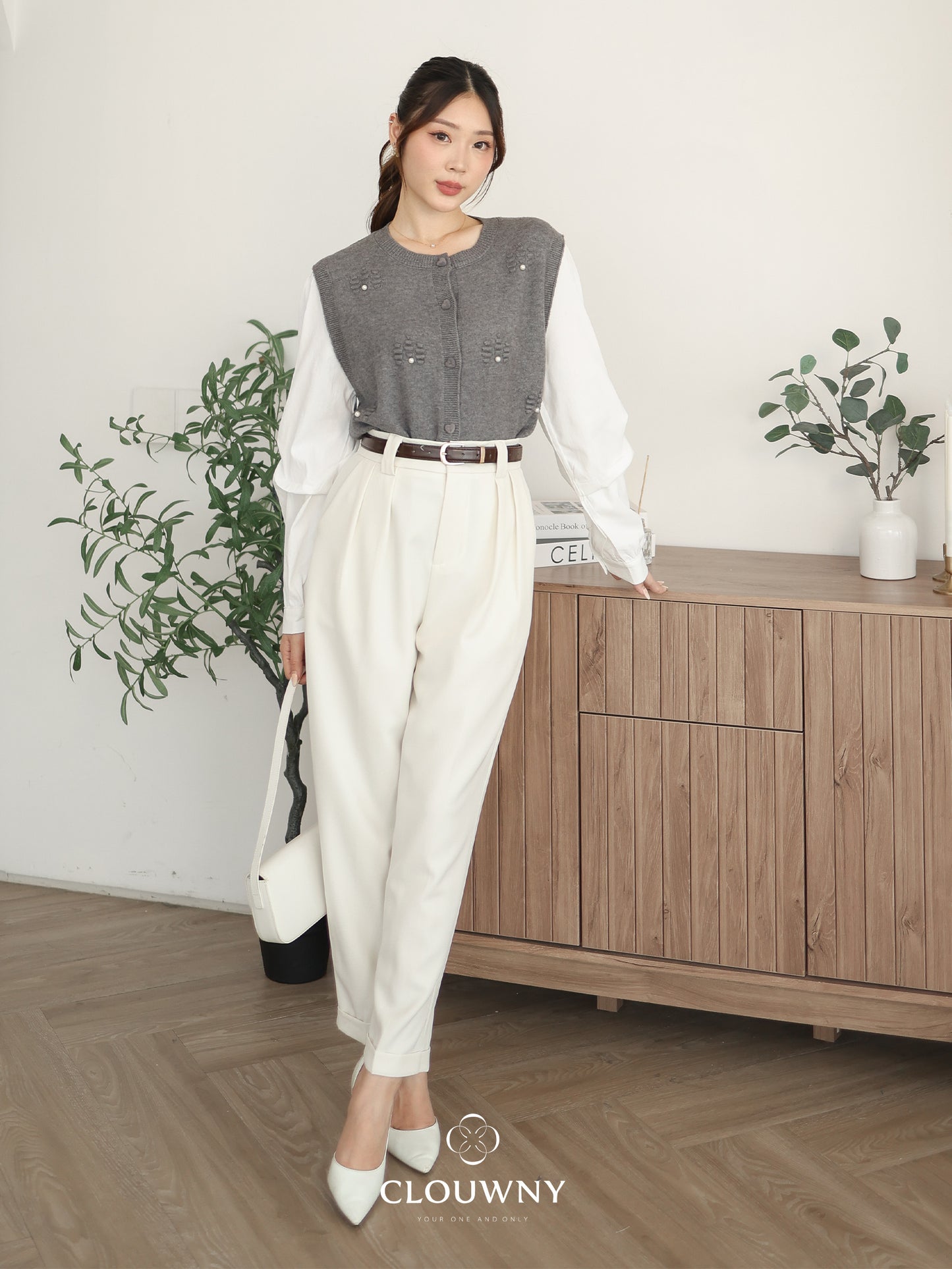 Merita Button Combi Top - Grey