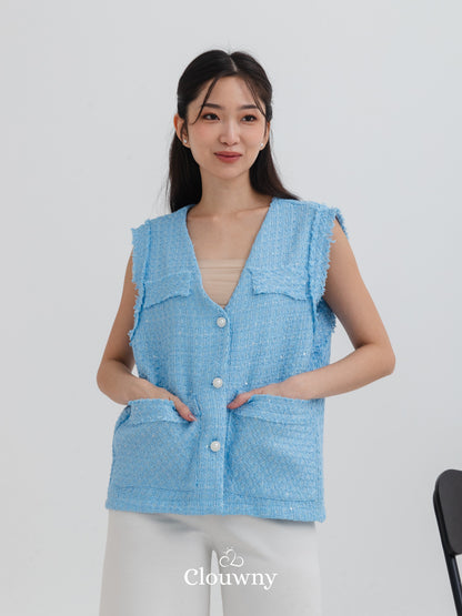 Nada Tweed Vest - Blue