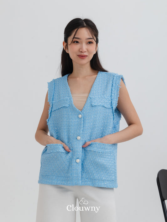 Nada Tweed Vest - Blue