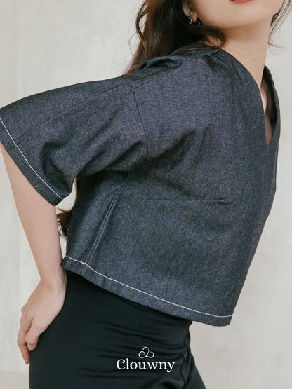 Hansen Vneck Blouse - Grey