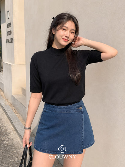 West Round Knit Top - Black