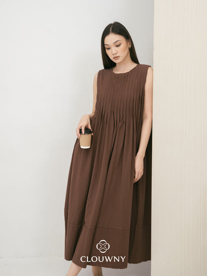 Siena Linen Maxi Dress - Coffee