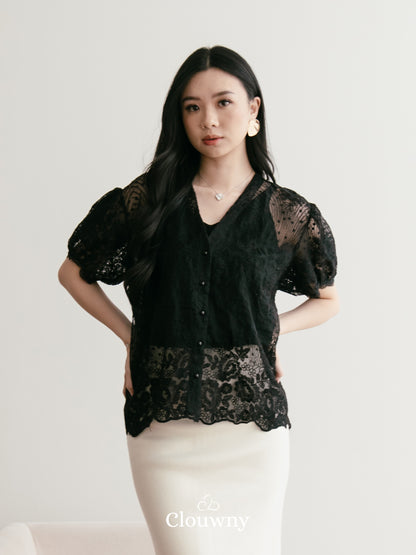 Lotus Lace Blouse - Black