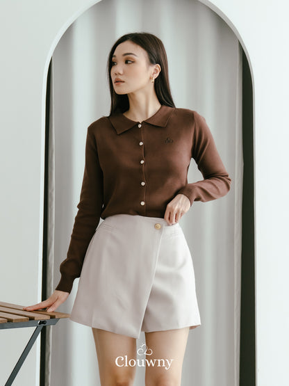 Nava Collar Knit Cardigan - Coffee